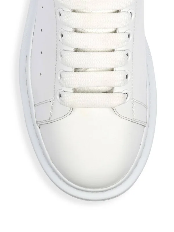Alexander McQueen Men's Oversized Leather Low-top Sneakers, White/Grey, Men's, 11D, Sneakers & Trainers Low-top Sneakers