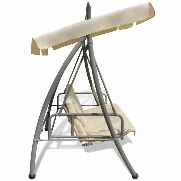 vidaXL Outdoor Convertible Swing Bench with Canopy Sand White 43241