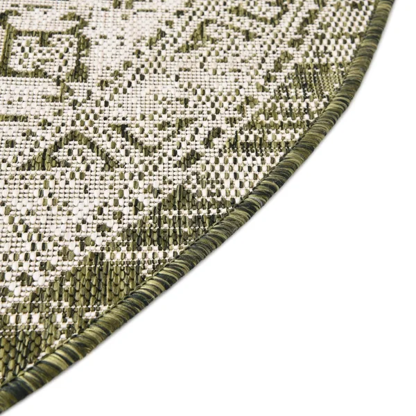 Outdoor Aztec Green 10 ft Round Round Area Rug Indoor Outdoor Rug