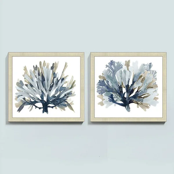 Seaside Coral Framed Print - Silver 20x22 x 22x22 - Ballard Designs