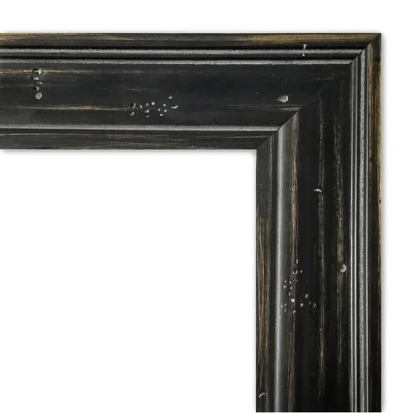 Amanti Art Narrow Rustic Black Pine 21x22 x 27x22 Framed Wall Mirror