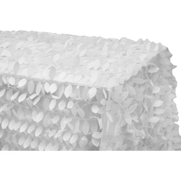 Leaf Petal Taffeta Tablecloth Rectangular in White Size: 90 x 132 in, Wedding, Event, Wholesale by CV Linens