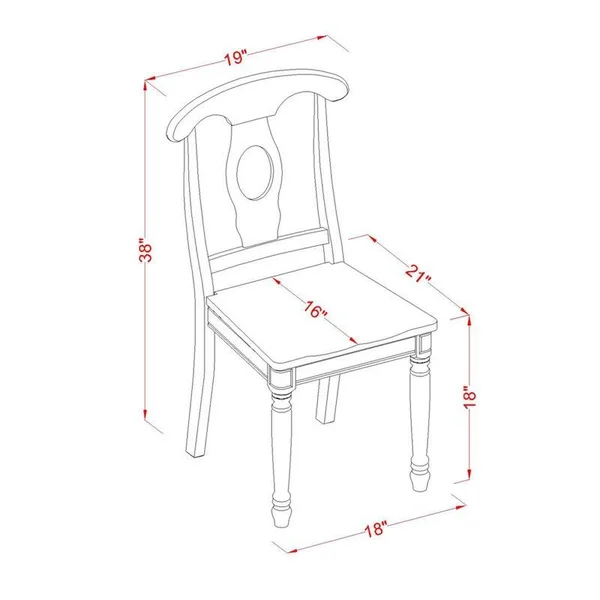 East West Furniture Napoleon Styled Chair with Wood SEAT, Set of 2
