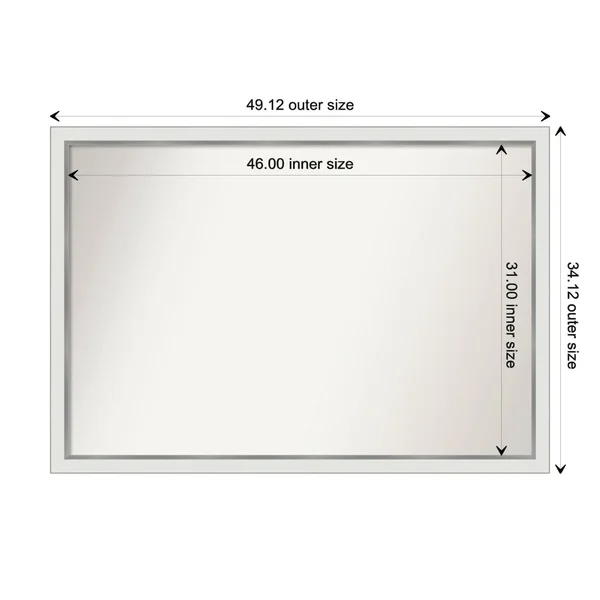 Choose Your Custom size - 34-in SIDE, Eva White Silver Narrow Framed Wall Mirror - 41 x 34-Inch