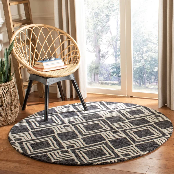 Safavieh Micro-Loop MLP154H 8&0x22 x 10&0x22 Charcoal, Ivory Area Rug