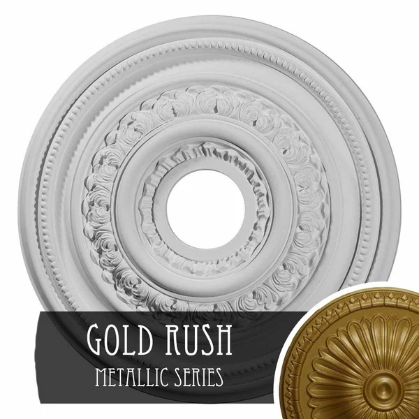 17 5/8x22OD x 3 5/8x22ID x 1 7/8x22P Orleans Ceiling Medallion (Fits Canopies Up to 4 5/8x22), Hand-Painted Gold