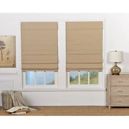Symple Stuff Insulating Cordless Room Darkening Roman Shade, Beige