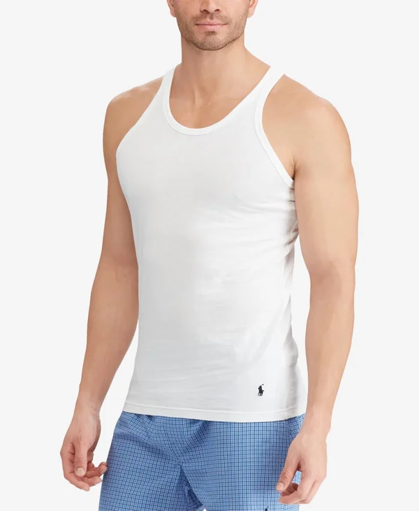 Polo Ralph Lauren Classic Slim Fit Cotton Tanks 3-Pack, M, White