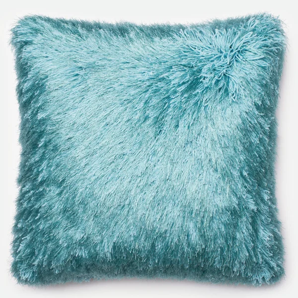 Luxe Solid Shag 22-inch Throw Pillow or Pillow Cover Brown Feather