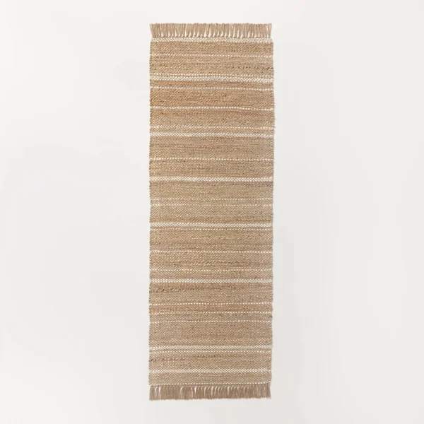 2&4x22 x 7& Natural Jute Variegated Stripe Area Runner Cream - Hearth & Hand with Magnolia