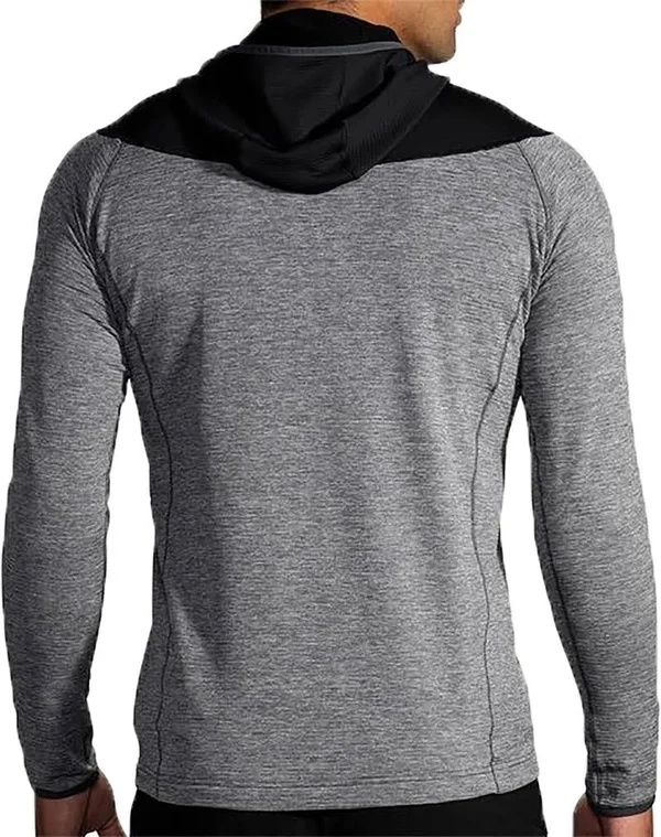 Brooks Men's Notch Thermal Hoodie Heather Asphalt-Black, LG