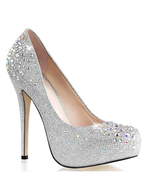Fabulicious DEST06R_SGFA-7 1 in. Hidden Platform Pump Shoe, Silver, Size 7