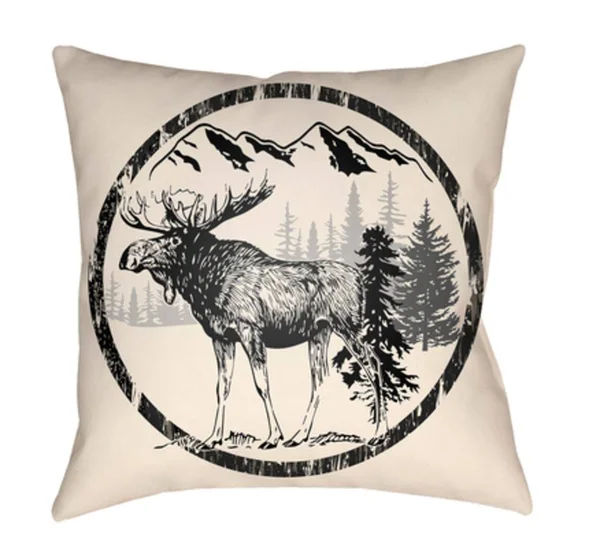 Lodge Cabin Moose Throw Pillow