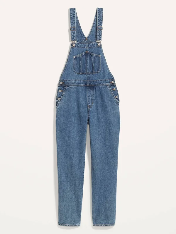 Old Navy Women's Slouchy Straight Medium-Wash Workwear Jean Overalls - Mahana - Size 16
