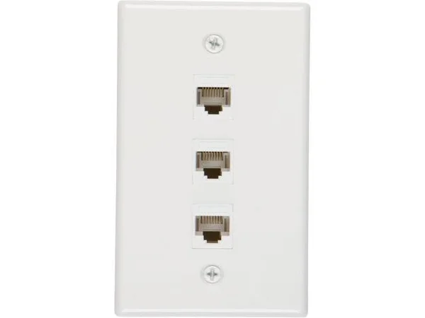 Buyer&s Point 3 Port Cat6 Wall PLATE - Female-Female with Single Gang Low Voltage Mounting Bracket Device Pack of 5 White 3 Port