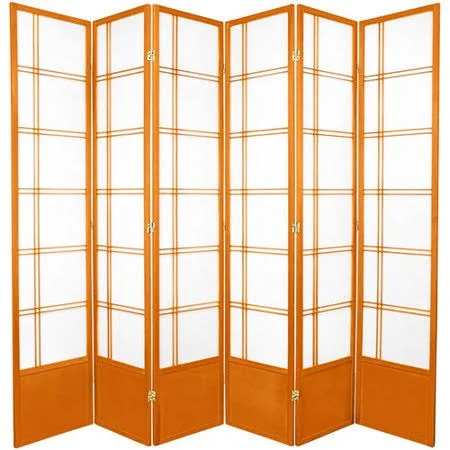 Oriental Furniture Double Cross Shoji Screen, Honey, 4 Panels, 83.5" x 68" x 1"