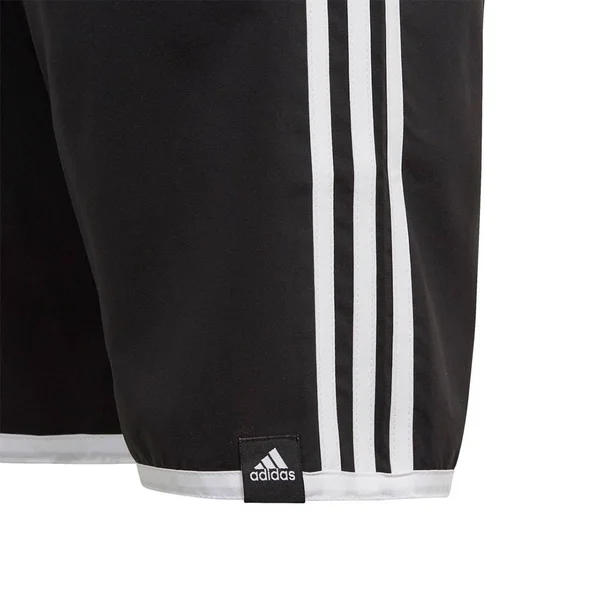 Boys Adidas Black/White 3 Stripe Swim Shorts - Black