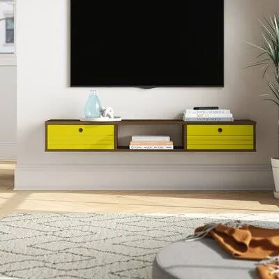 Hayward Floating TV Stand for TVs Up to 60x22 Color: Rustic Brown/Yellow