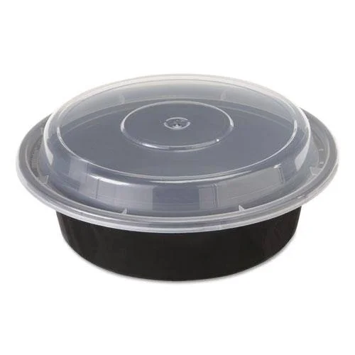 Pactiv, VERSAtainer Containers, Oval, 9.1 x 6.7 x 1.9, Black/Clear, 150/Carton, OC32B
