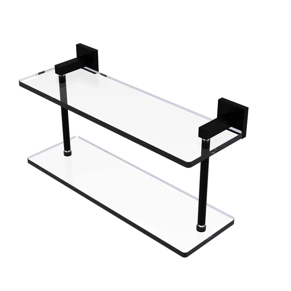 Allied Brass MT-2-16-BKM Montero Collection 16 in. Two Tiered Glass Shelf Matte Black