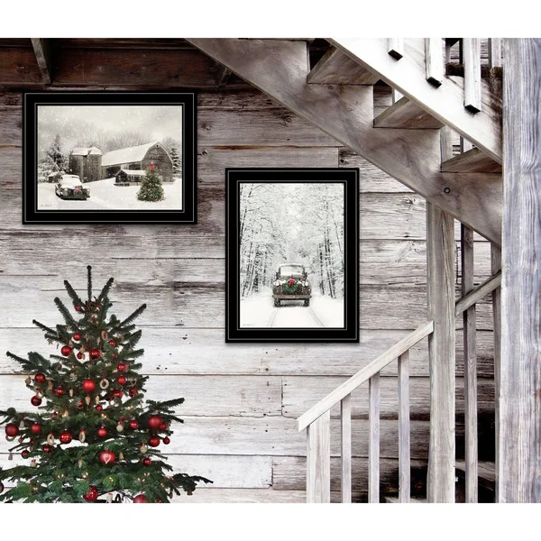 Antique Christmas 2-Piece Vignette by Lori Deiter - Black Frame