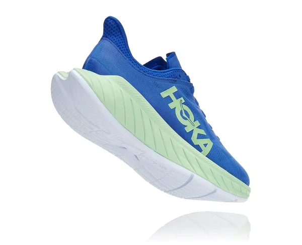 Men's Hoka One One Carbon x 2 9.5-D - Dazzling Blue, Green Ash
