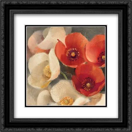 Poppies Bloom III 2X Matted 20x20 Black Ornate Framed Art Print by Hristova, Albena