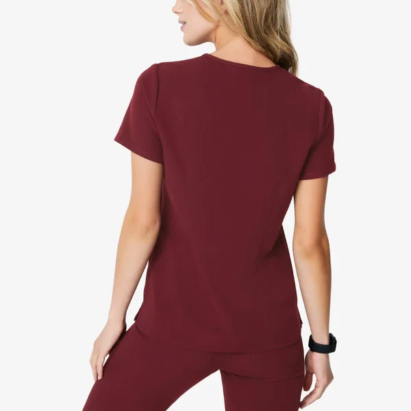 Figs Womens Burgundy Catarina - One-Pocket Scrub Top
