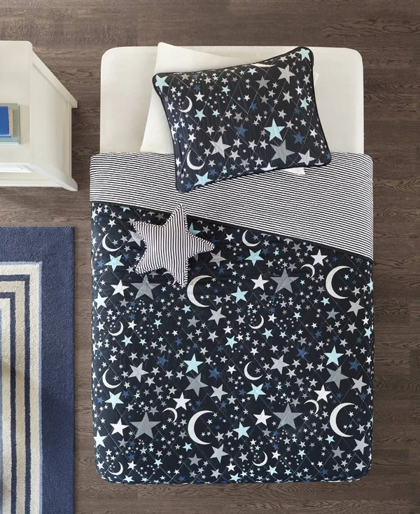 Mi Zone Kids Starry Night Coverlet Set, Full/Queen, Charcoal