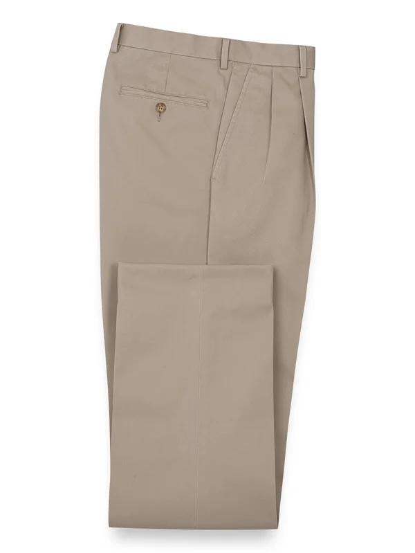 Men's Pants - Classic Fit in Solid Khaki Non Iron Cotton - Paul Fredrick