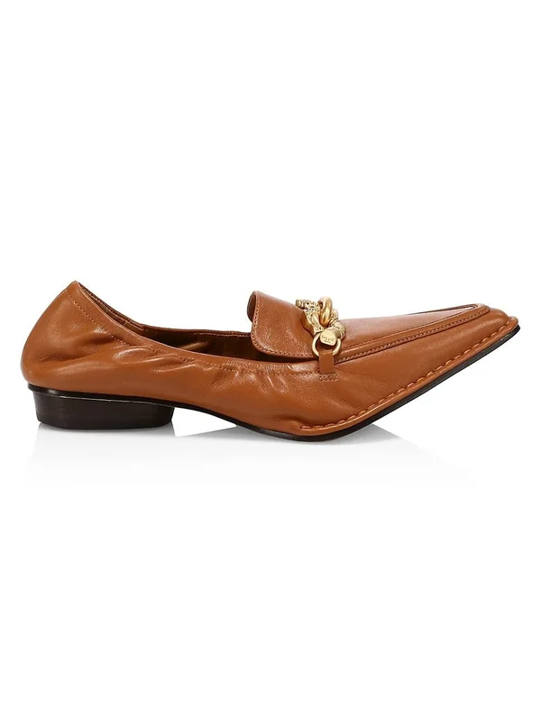 Tory Burch Women's Jessa Point-toe Leather Loafers - Cinnamon - Size 7