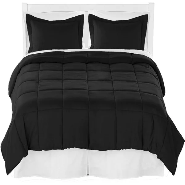 Bare Home Microfiber Comforter, Sheet Set & Bed Skirt Bedding Bundle - Coronet Blue/White/White - Full