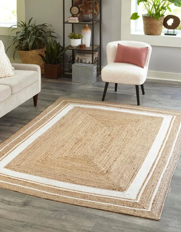 Unique Loom Gujarat Braided Jute Rug, Natural/Ivory (2& 0 x 3& 0)