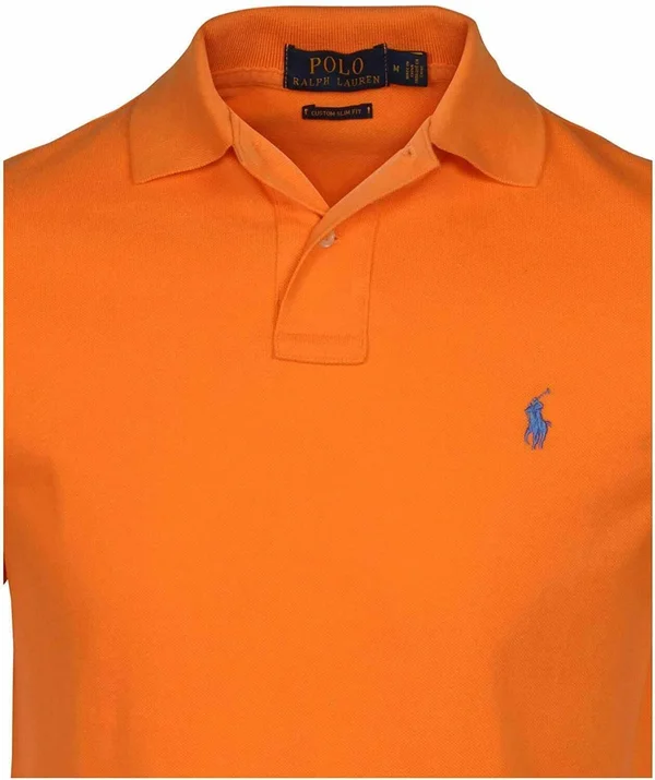 Polo Ralph Lauren Polo RL Men's Custom Slim Fit Mesh Pony Shirt (Small - Orange 085)