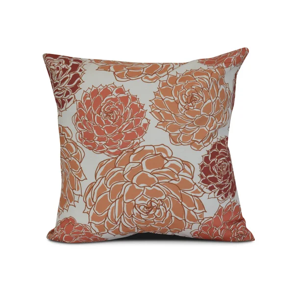 16x22 Coral Orange Frolic Floral Throw Pillow - Down Alternative Filler