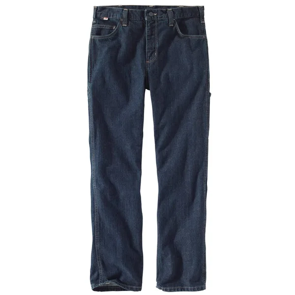 Carhartt Men's Flame Resistant Rugged Flex Jean Relaxed Fit, Deep Indigo Wash, 44x36
