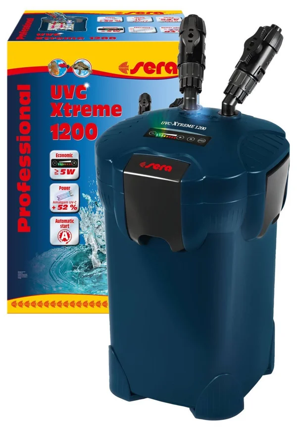 Sera UVC Xtreme Electronically Controllable Outdoor Filter for Aquariums, with Integrated 5 Watt UV-C with Amalgam, This Reduces