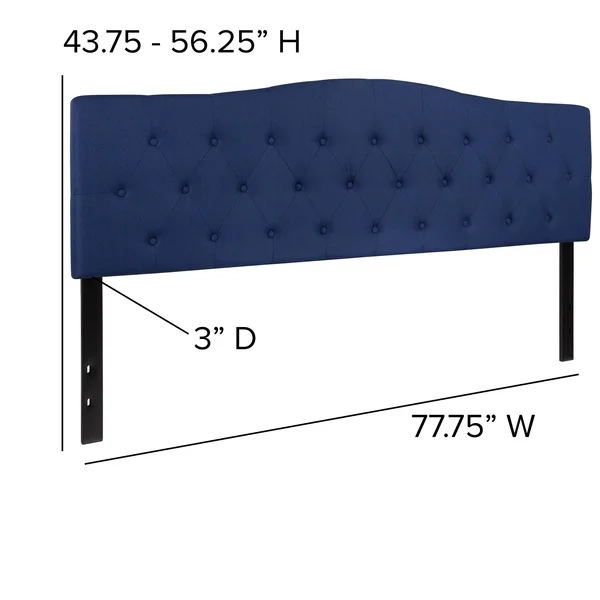77.75x22 Navy Blue and Black Contemporary Button Tufted Headboard - King Size