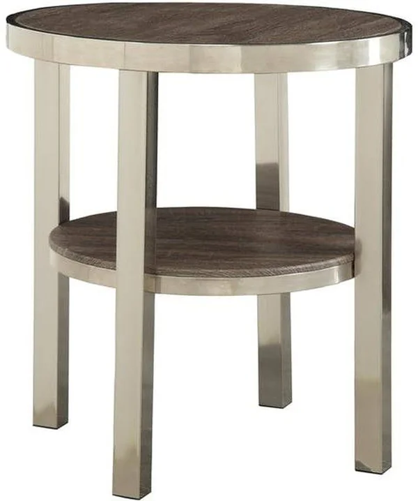 Acme 80387 Elwyn End Table - Walnut & Brushed Nickel