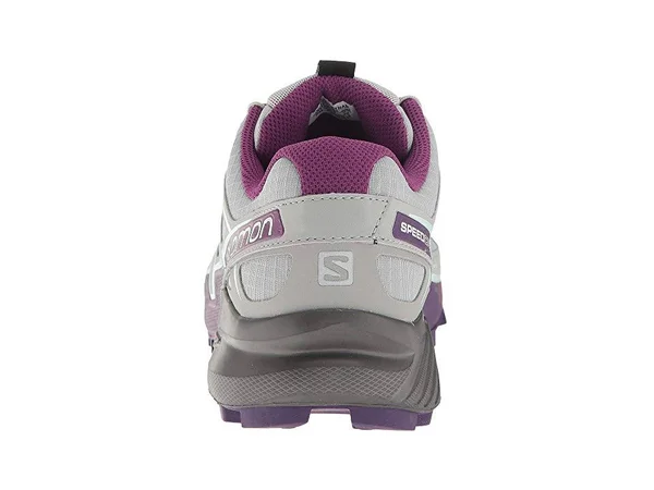 Salomon Women's Speedcross 4 Running Trail Shoes Quarry - Acai, Fair Aqua 5.5