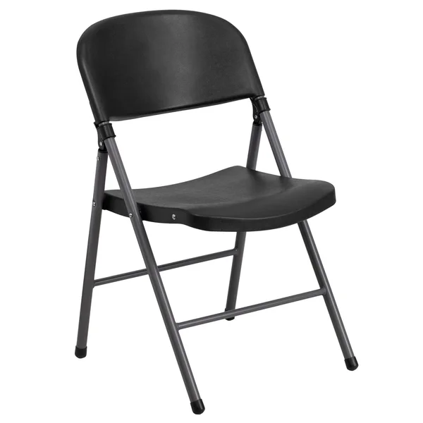Flash Furniture Plastic Folding Chair with Charcoal Frame: Hercules Series - Black, 330 lb Capacity