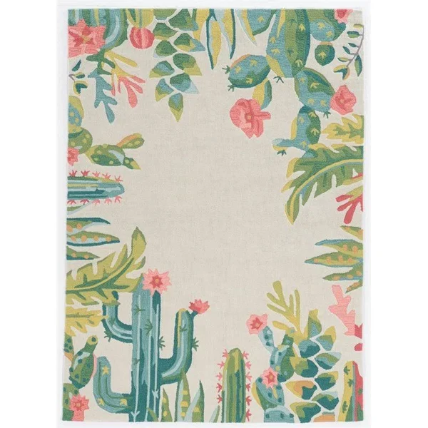 Linon Tripoli Saguaro Hand Tufted Polyester 8'x10' Rug in Ivory