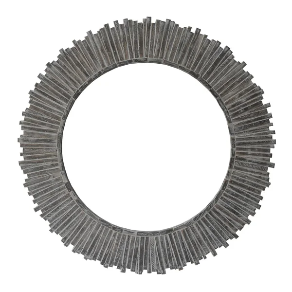 The Urban Port 32 inch Round Beveled Floating Wall Mirror with Sunflower Wooden Frame - Gray