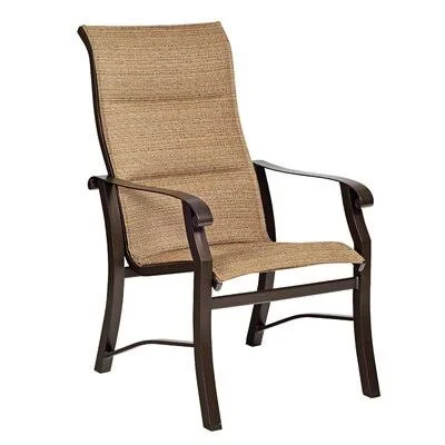 Woodard Cortland Padded Sling High-Back Patio Dining Chair; Augustine Gravel (Grey)