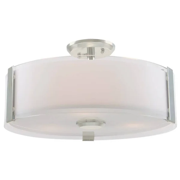 3 Light 16 inch Satin Nickel Semi-Flush Mount 110017