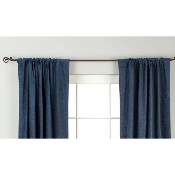 Navy Blue Rod Pocket Velvet Curtain, Drape, Panel - Piece