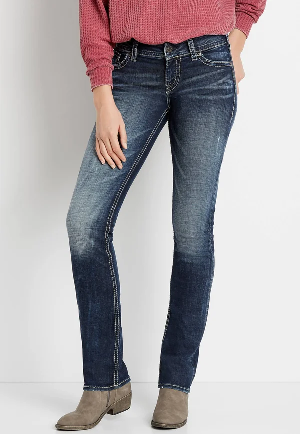 Silver Jeans Women's Suki Mid-Rise Straight Leg Jeans
