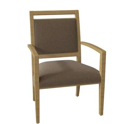 Preston Upholstered King Louis Back Arm Chair Fairfield Chair Body Fabric: 8789 Indigo, Leg Color: Hazelnut