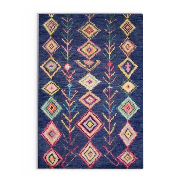 nuLOOM Hand Tufted Wool Moroccan Triangle Rug - 5& x 8& - Turquoise