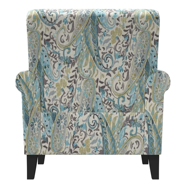 Domesis Mosher Traditional Rolled Armchair Medium Blue Herringbone